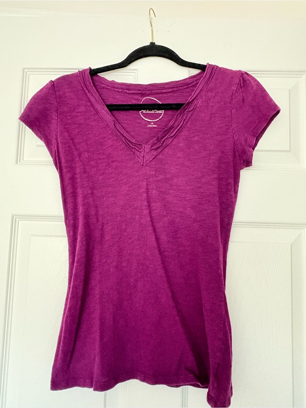 INC International Concepts Short Sleeve V-Neck Tee - Plumberry